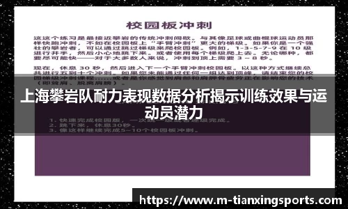 上海攀岩队耐力表现数据分析揭示训练效果与运动员潜力